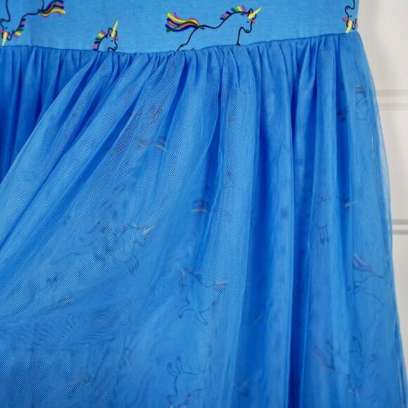 NWT Hanna Anderson Blue Unicorn Character Star Mesh Tulle Dress Size 130 /8 - Picture 4 of 6